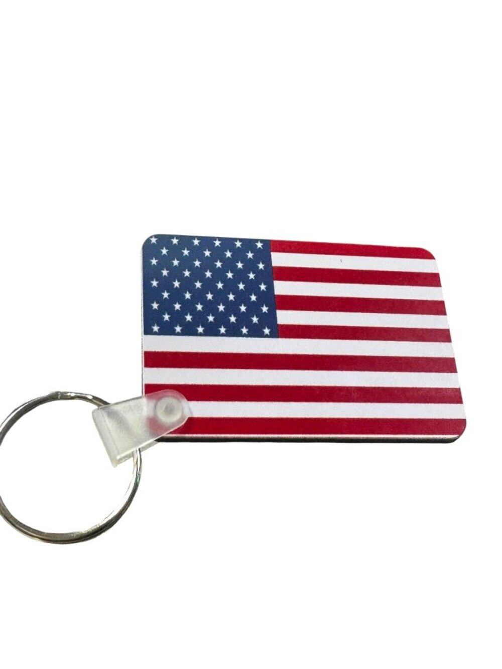 American Flag Keychain, Rectangular Patriotic Key Ring